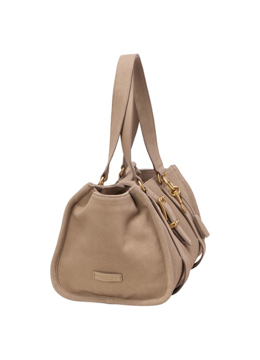Marc O'Polo Handtas van suède met gespdetail - detail beige