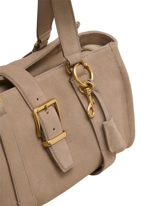 Marc O'Polo Handtas van suède met gespdetail - detail 2 beige