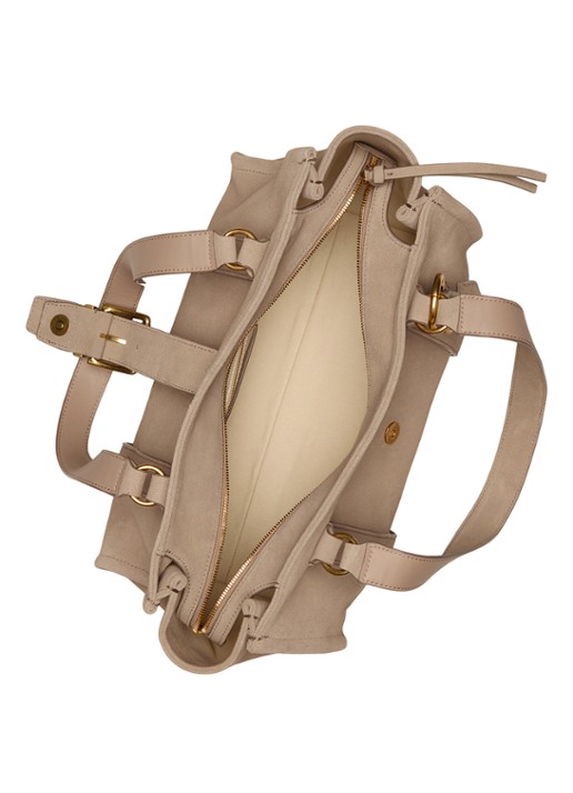 Marc O'Polo Handtas van suède met gespdetail - detail 3 beige