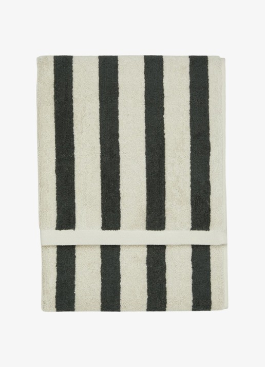 Marc O'Polo Heritage badhanddoek met streepprint - detail antraciet