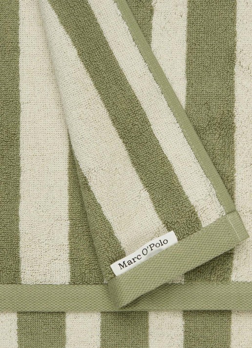 Marc O'Polo Heritage handdoek van  katoen badstof - achterkant 6 olijfgroen