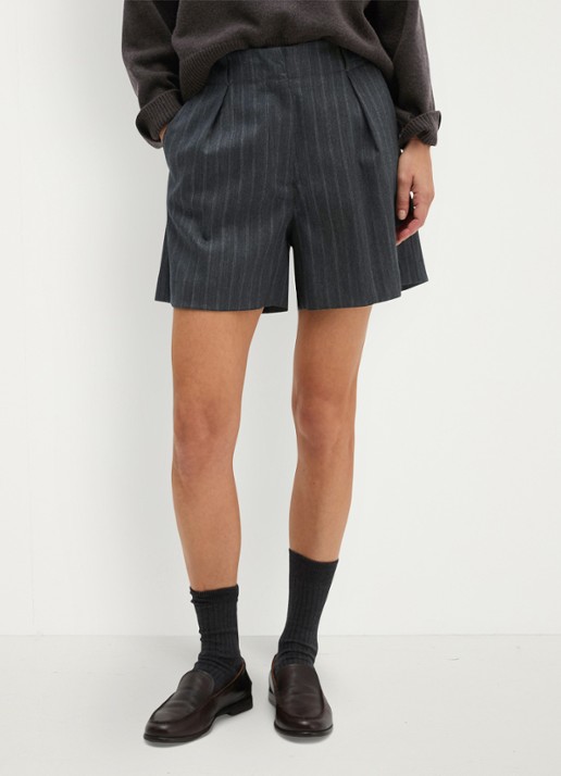 Marc O'Polo High waist straight fit korte broek met streepprint