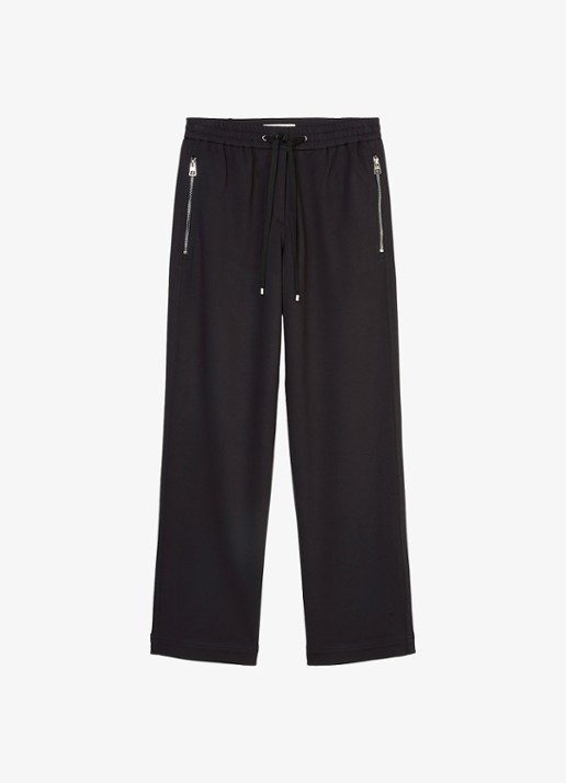 Marc O'Polo High waist straight fit pantalon met ritszakken - voorkant 4 zwart