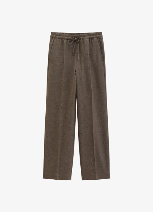 Marc O'Polo High waist straight fit pantalon met ruitdessin en steekzakken