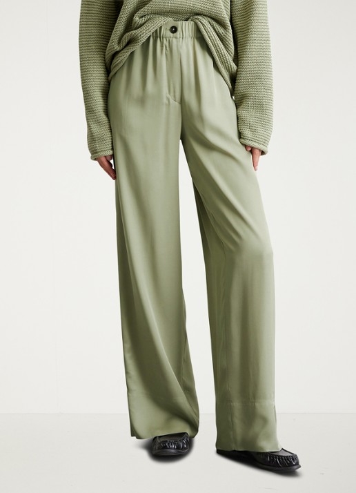 Marc O'Polo High waist straight fit pantalon met steekzakken
