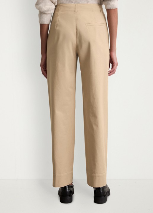Marc O'Polo High waist straight fit pantalon met steekzakken - achterkant beige