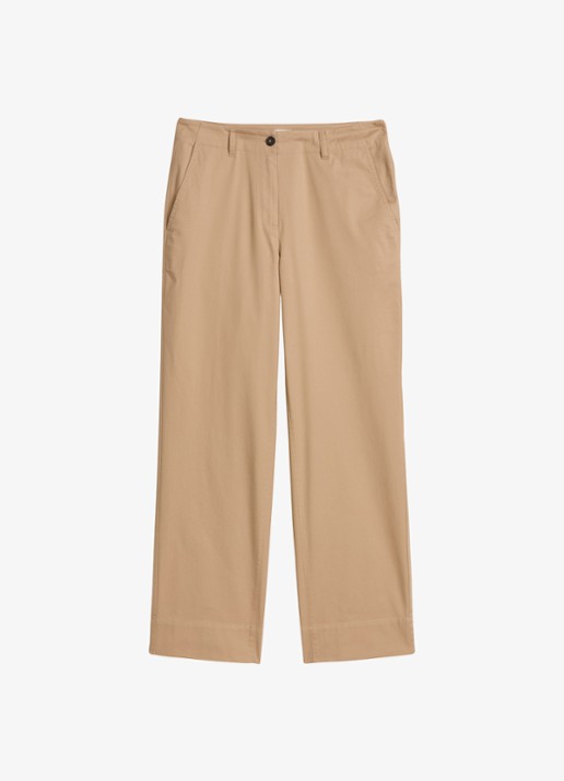 Marc O'Polo High waist straight fit pantalon met steekzakken - voorkant 4 beige
