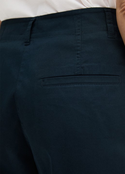 Marc O'Polo High waist straight fit pantalon met steekzakken - detail 5 donkerblauw