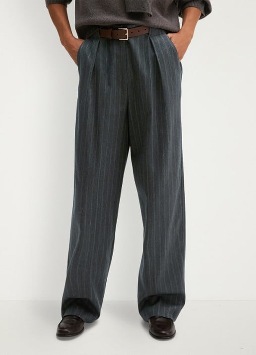 Marc O'Polo High waist straight fit pantalon met streepprint