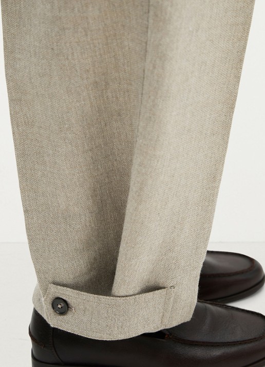 Marc O'Polo High waist tapered fit pantalon met steekzakken - detail 4 taupe