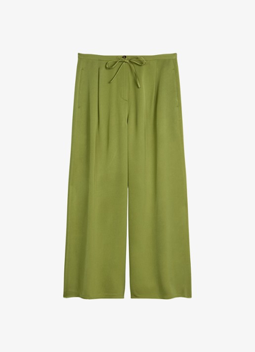 Marc O'Polo High waist wide fit broek met steekzakken - voorkant shaded fern / groen
