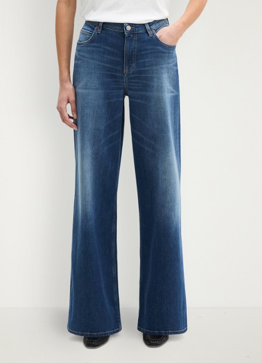 Marc O'Polo High waist wide fit jeans met medium wassing