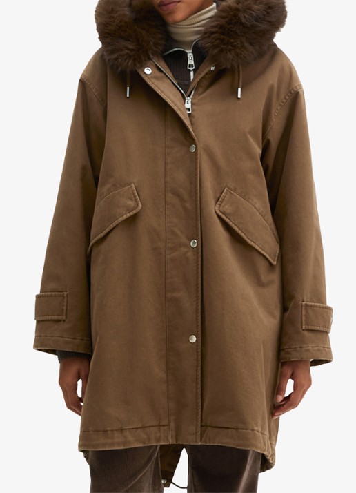 Marc O'Polo Jas met details van imitatiebont en klepzakken