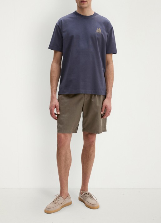 Marc O'Polo Jersey T-shirt met logo- en backprint - voorkant 4 faded blue/0363