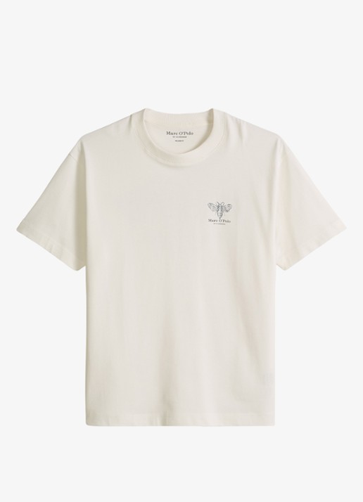 Marc O'Polo Jersey T-shirt met logo- en backprint - voorkant 2 silky white/1183