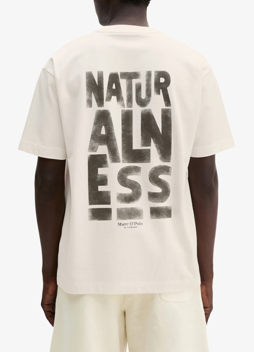 Marc O'Polo Jersey T-shirt met logo- en backprint  - achterkant 5 silky white/1183