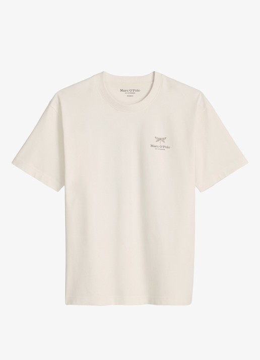 Marc O'Polo Jersey T-shirt met logo- en backprint  - voorkant silky white/1183