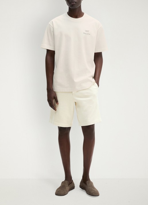 Marc O'Polo Jersey T-shirt met logo- en backprint  - voorkant 2 silky white/1183