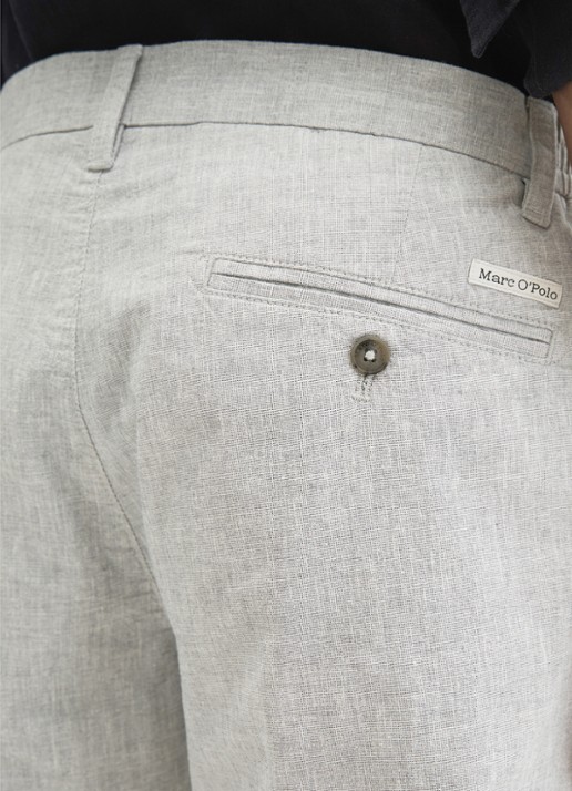 Marc O'Polo Korte broek in linnenblend - detail 2 grijs