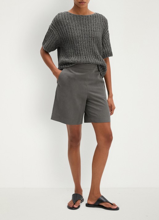 Marc O'Polo Korte broek met steekzakken - voorkant 2 oxide grey-0364 / grijs