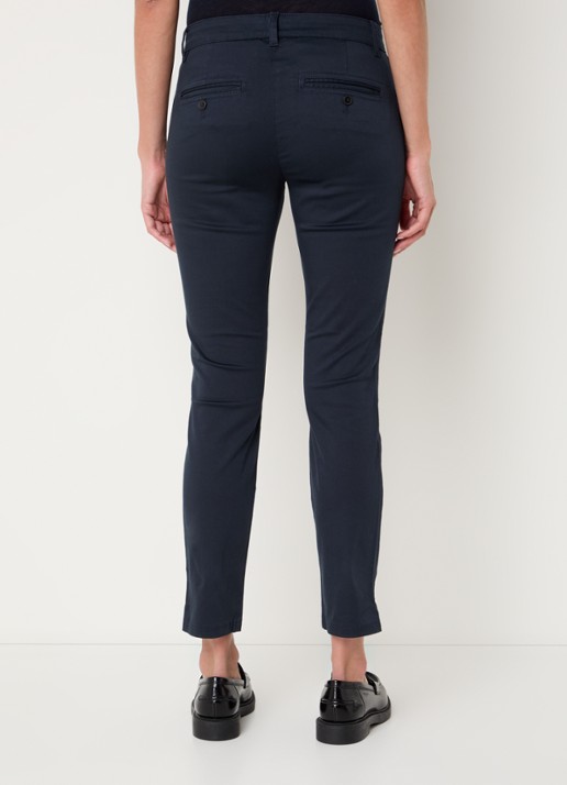 Marc O'Polo Laxa mid waist skinny fit pantalon in  katoenblend - achterkant 3 donkerblauw