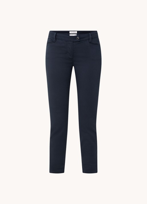 Marc O'Polo Laxa mid waist skinny fit pantalon in  katoenblend - voorkant donkerblauw