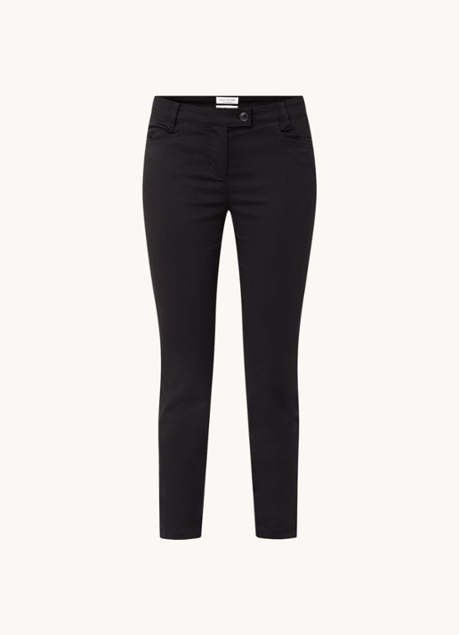Marc O'Polo Laxa mid waist skinny fit pantalon in  katoenblend - voorkant 2 zwart