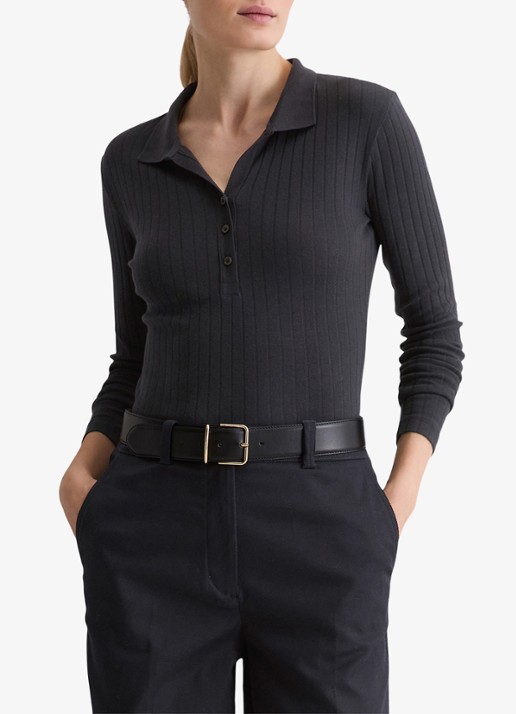 Marc O'Polo Longsleeve in katoenblend met polokraag