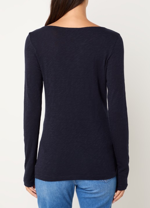 Marc O'Polo Longsleeve met boothals - achterkant donkerblauw