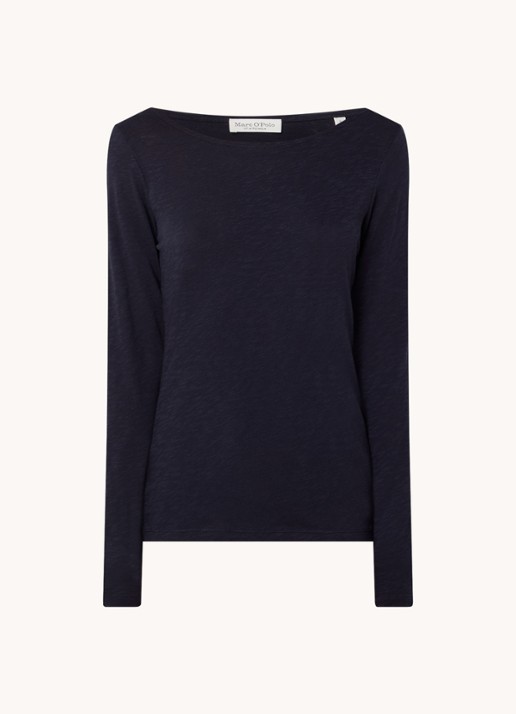 Marc O'Polo Longsleeve met boothals - voorkant 2 donkerblauw