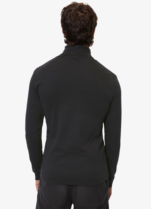 Marc O'Polo Longsleeve met col - achterkant zwart