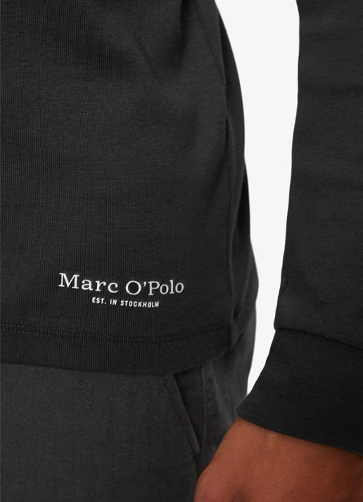 Marc O'Polo Longsleeve met col - detail 4 zwart