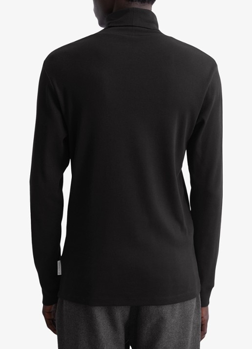 Marc O'Polo Longsleeve met col - achterkant 3 black-990 / zwart