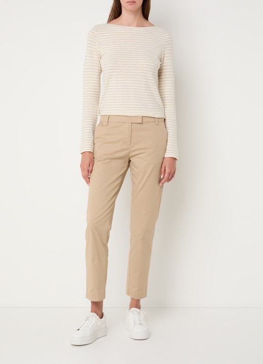 Marc O'Polo Longsleeve met streepprint en boothals - voorkant 3 gebroken wit