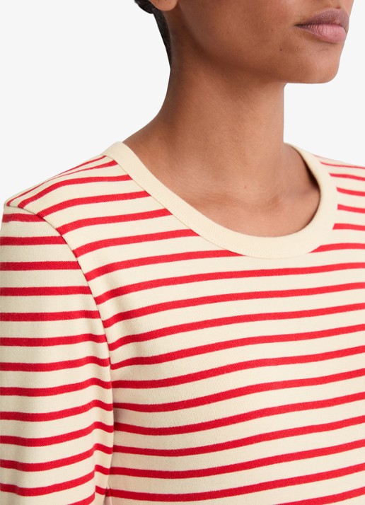 Marc O'Polo Longsleeve met streepprint - detail 5 rood