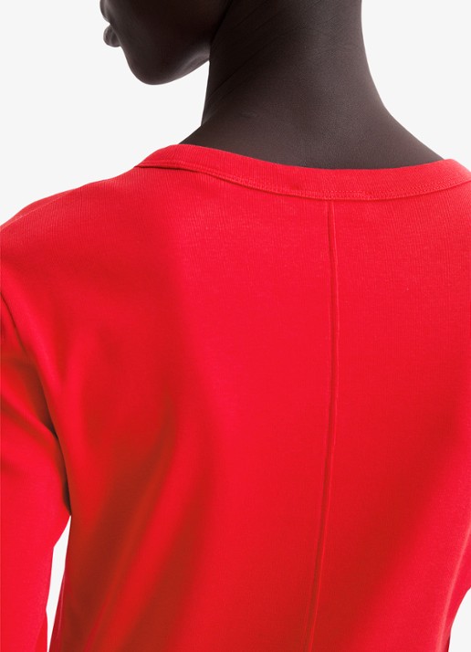 Marc O'Polo Longsleeve van katoen - detail 2 koraalrood