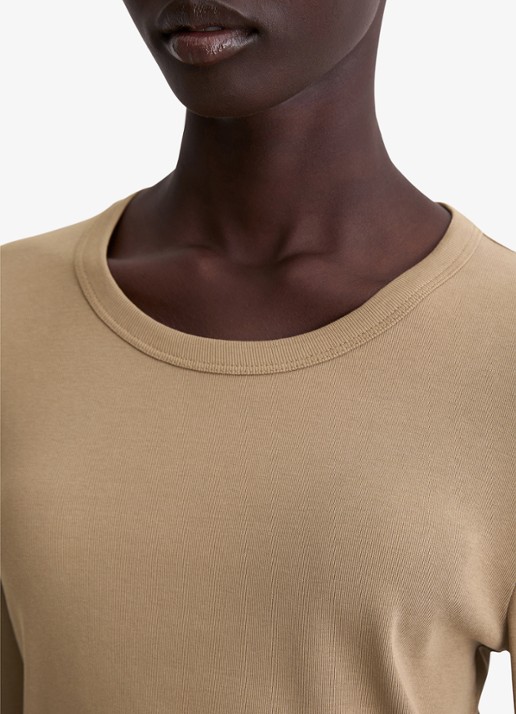 Marc O'Polo Longsleeve van katoen - detail 2 bruin