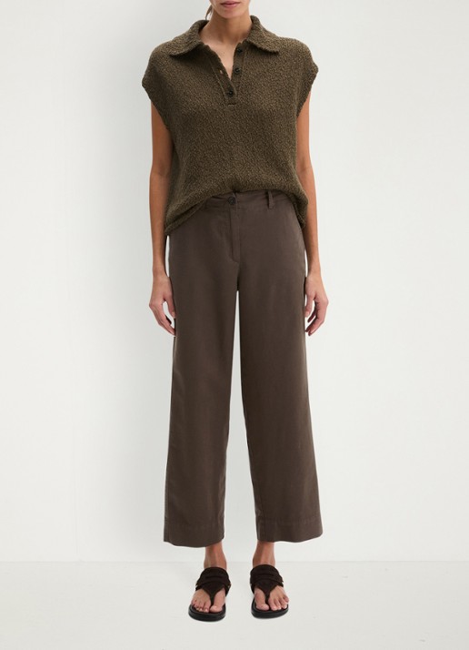 Marc O'Polo Loose fit broek met steekzakken - voorkant 3 donkerbruin