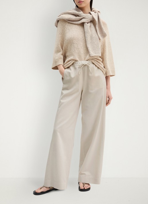 Marc O'Polo Loose fit joggingsbroek in lyocell blend - voorkant 4 beige