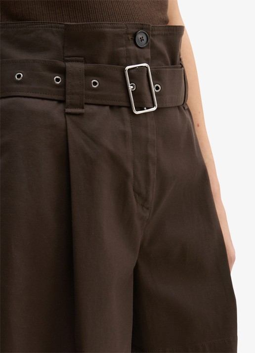 Marc O'Polo Loose fit korte broek in lyocell blend met ceintuur - detail 2 donkerbruin