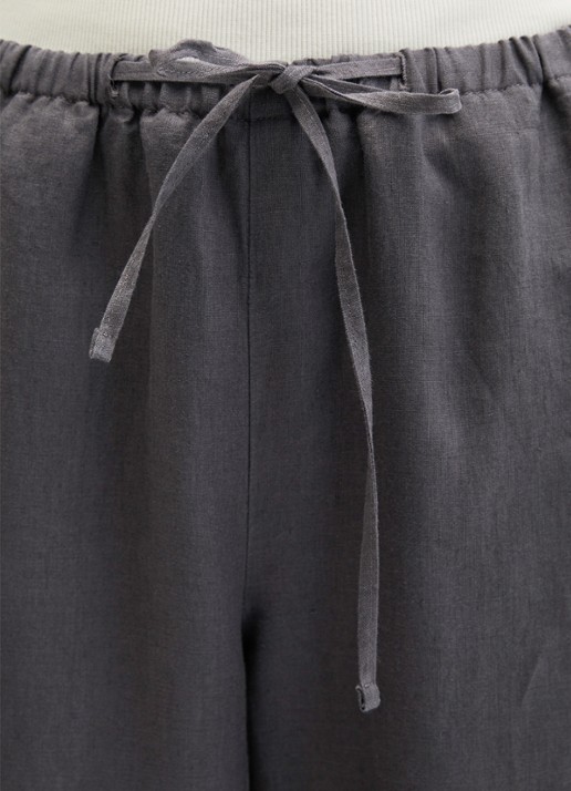 Marc O'Polo Loose fit palazzo broek van linnen met steekzakken - detail 4 oxide grey-0364 / grijs