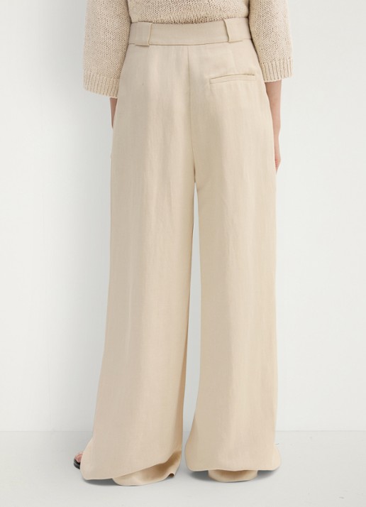 Marc O'Polo Loose fit pantalon in linnenblend  - achterkant beige