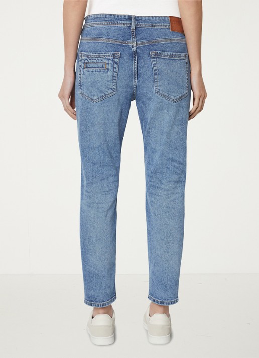 Marc O'Polo Mid waist cropped boyfriend jeans van  katoen met steekzakken - achterkant 4 indigo