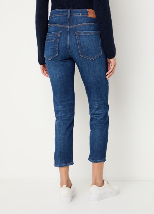 Marc O'Polo Mid waist cropped slim fit jeans met stretch - achterkant 5 indigo