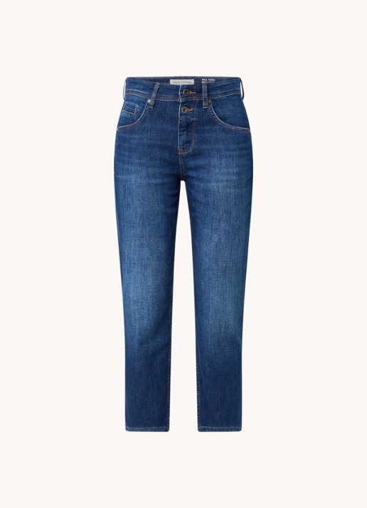 Marc O'Polo Mid waist cropped slim fit jeans met stretch - voorkant indigo