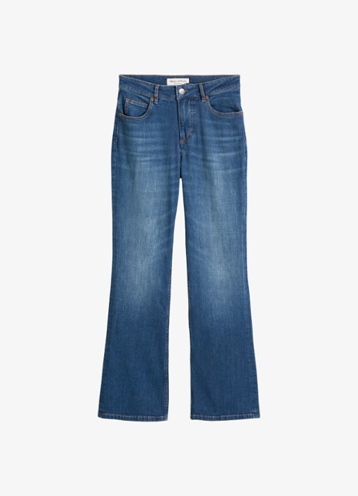 Marc O'Polo Mid waist flared jeans met medium wassing - voorkant 4 denim