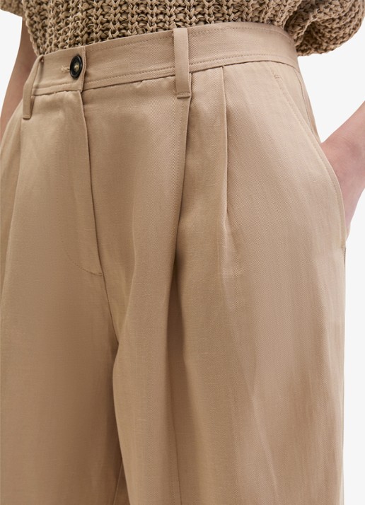 Marc O'Polo Mid waist loose fit pantalon  met steekzakken - detail 4 sandpaper-2326 / beige
