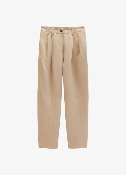 Marc O'Polo Mid waist loose fit pantalon  met steekzakken - voorkant sandpaper-2326 / beige