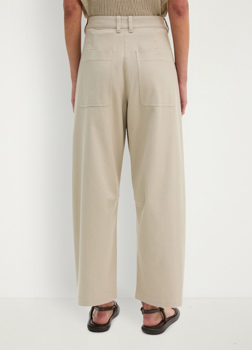Marc O'Polo  Mid waist straight fit broek met opgestikte zakken - achterkant linen beige / grijs