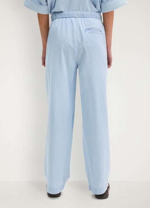 Marc O'Polo Mid waist straight leg fit broek - achterkant light blue multi 02 / blauw